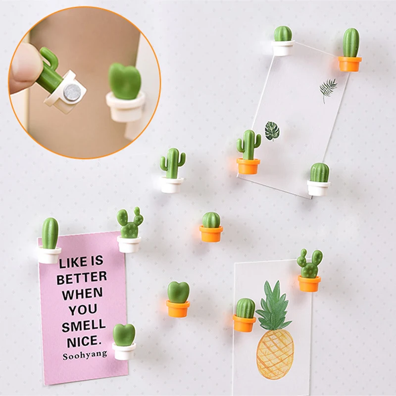 6pcs/set Fridge Magnet Cute Cactus Magnets Small Succulent Plant Refrigerator Decorations Message Sticker Decor | Дом и сад