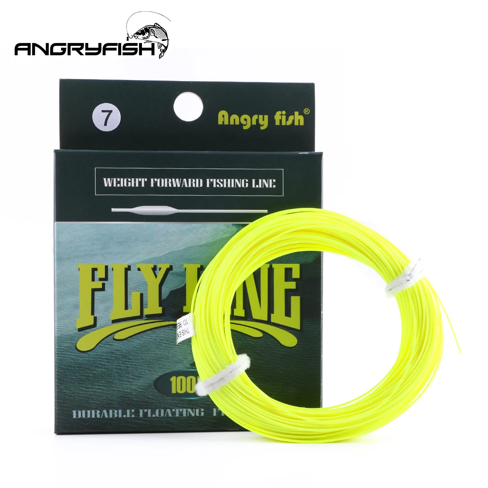 Angryfish Weight Forward Floating Nylon Backing Line Tippet Tapered Leader Loop WF 5F/6F/7F 100FT Dloating Fly Fishing Line