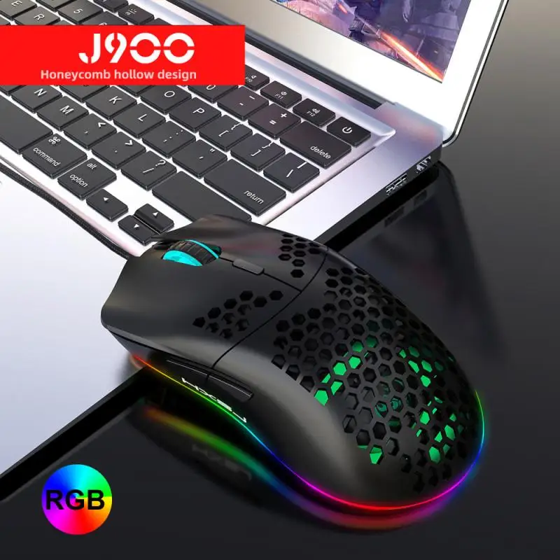 

HXSJ J900 USB Wired Gaming Mouse RGB Gamer Mouses Adjustable 6400 DPI Honeycomb Programmable Ergonomic Mice For Desktop Laptop