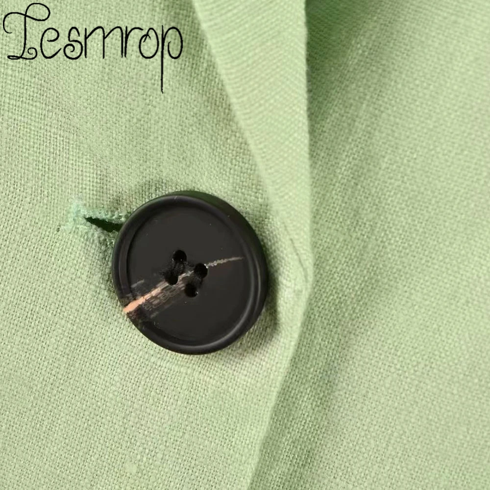

LESMROP 2021 ZA Women New Autumn Commuter Two Button Blazer Coat Vintage Jacket Outerwear Casual Chic Fashion Green LP75BZ2094