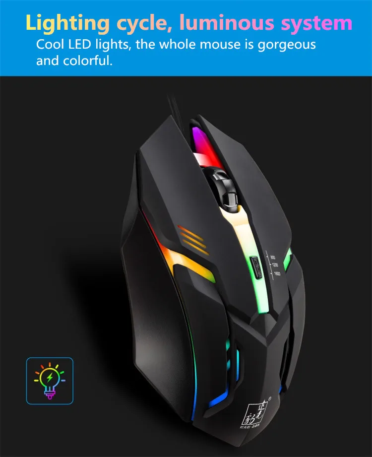 1600 Точек на дюйм игровой Мышь кнопки RGB светодиодный лазерный проводной MMO Мышь высокой точности Мышь PC Gamer
