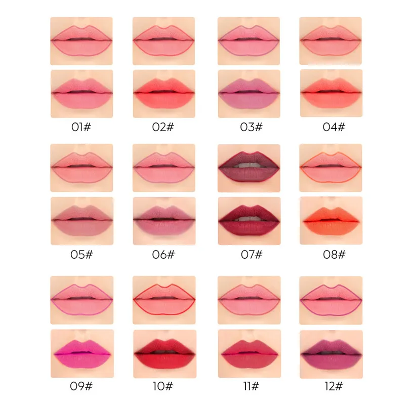 12 шт./компл. с контурным карандашом для губ Цвет пикантные туфли красной