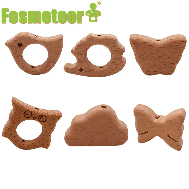 

Fosmeteor 10pc Baby Teether Beech Pacifier Pendant BPA Free Wood Rodent Animal Teething Necklace Children's Good Nurse Gift