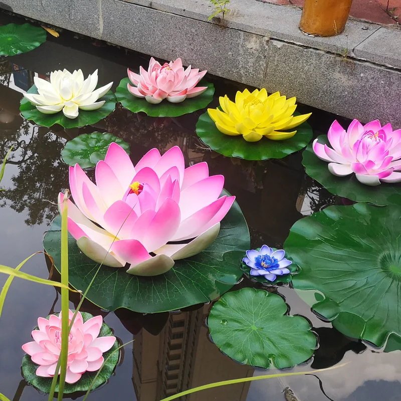 

17cm Floating Artificial Lotus Flowers Fake Plants for Patio Koi Pond Pool Aquarium Home Garden Wedding Party Holiday Decoration