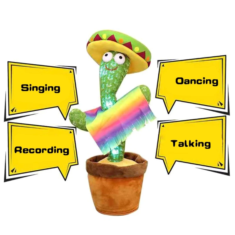 

30cm/12inch Electric Realistic Plush Soft Stuffed Dancing Cactus Party Gift Decor Cactus Robot Toy Lovely Talking Cactus