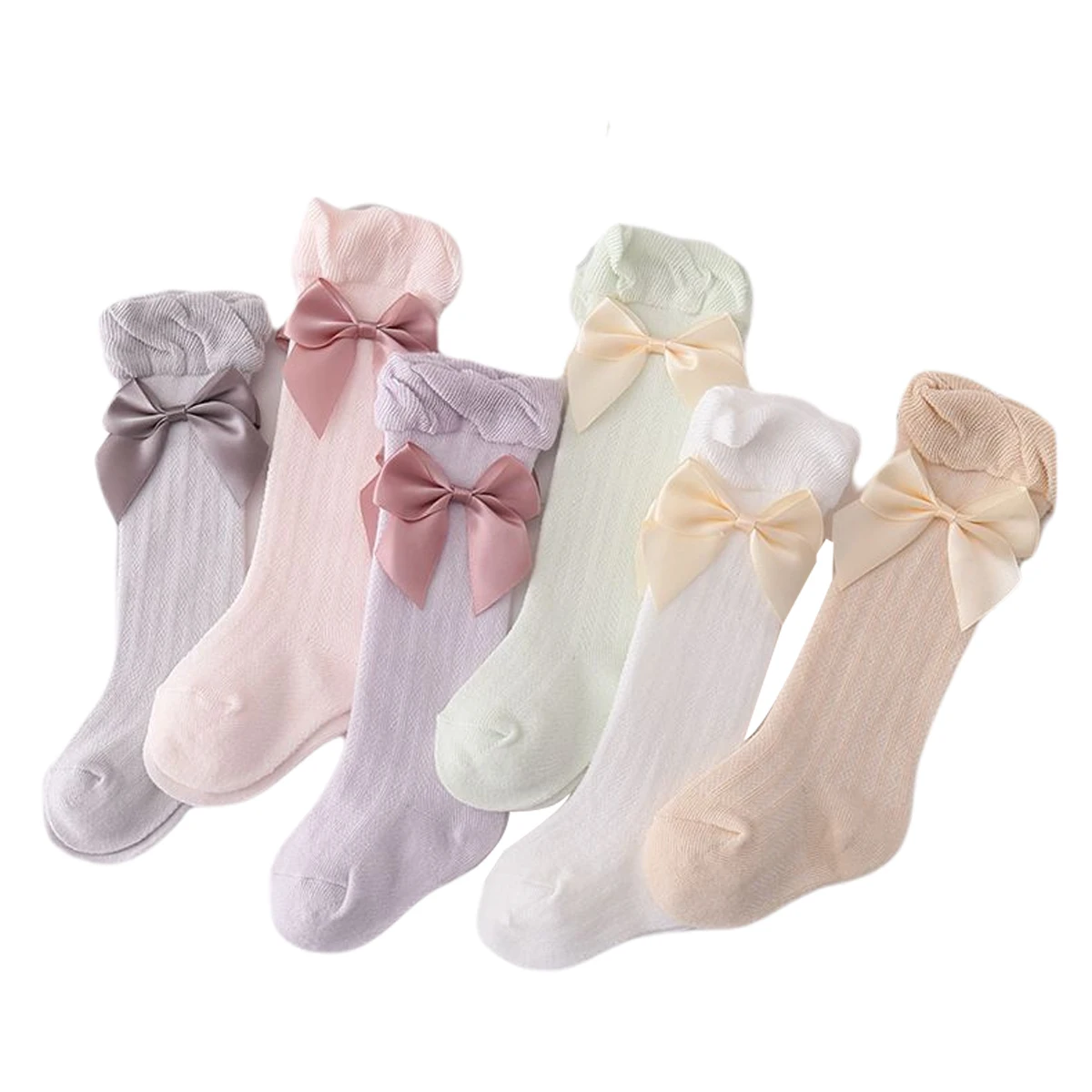 Newborn Baby Girls Boys Stockings Bowknot Cotton Breathable Long Tube Socks for 0-3 Years Girls