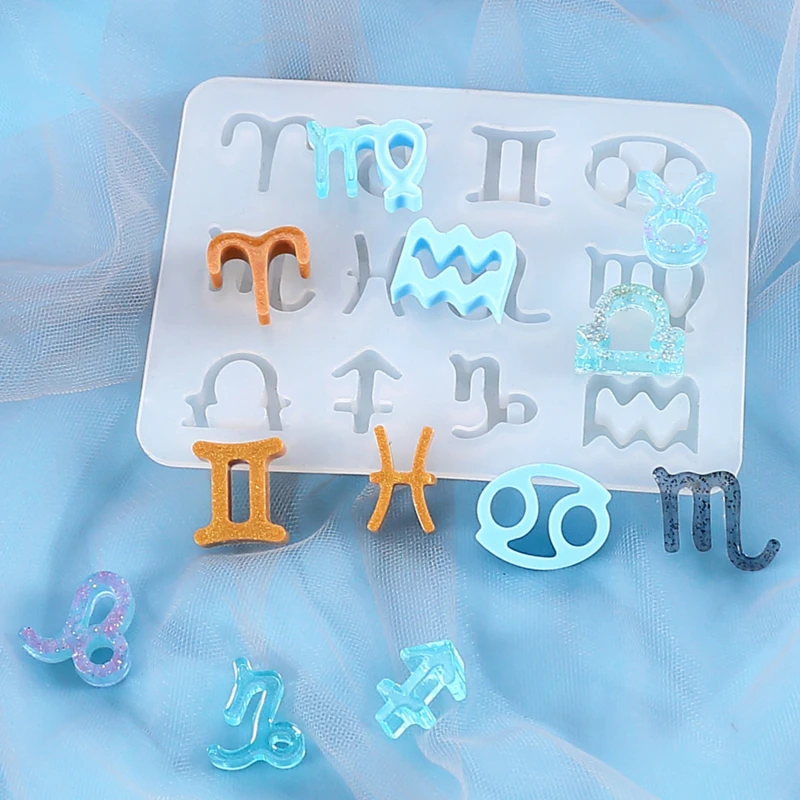 

12 Horoscopes Silicone Casting Molds DIY Resin Horoscope Jewelry Tools Pendants Keychain UV Epoxy Art Craft Handmade Making