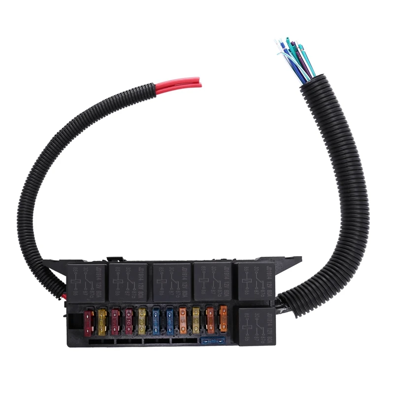 

NEW-New with Wiring Harness 11 Way Fusebox Holder Relay Box Relays Waterproof Connectors for Car Accessories