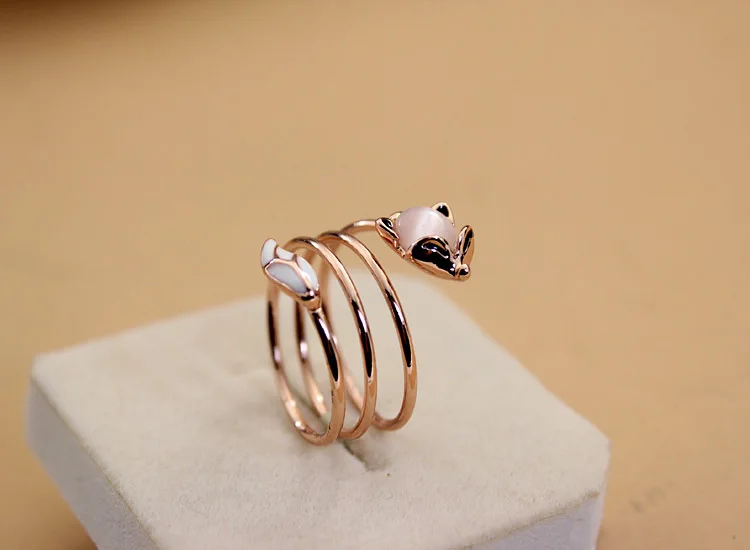 Милое женское кольцо с маленькой лисой в стиле бохо модное открытое обручальное