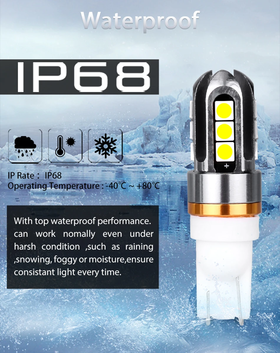 HLXG T10 светодиодный W5W 3030 168 194 авто Интерьер стоп-сигнал для чтения Габаритные огни Сигналы поворота для мотоцикла лампы 12V 24V неполярный