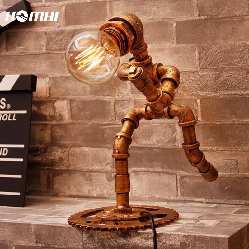 

Pipe running lampara de mesa decoration chambre Luminarc lampe de chevet de chambre deco vintage home tafellamp industrieel
