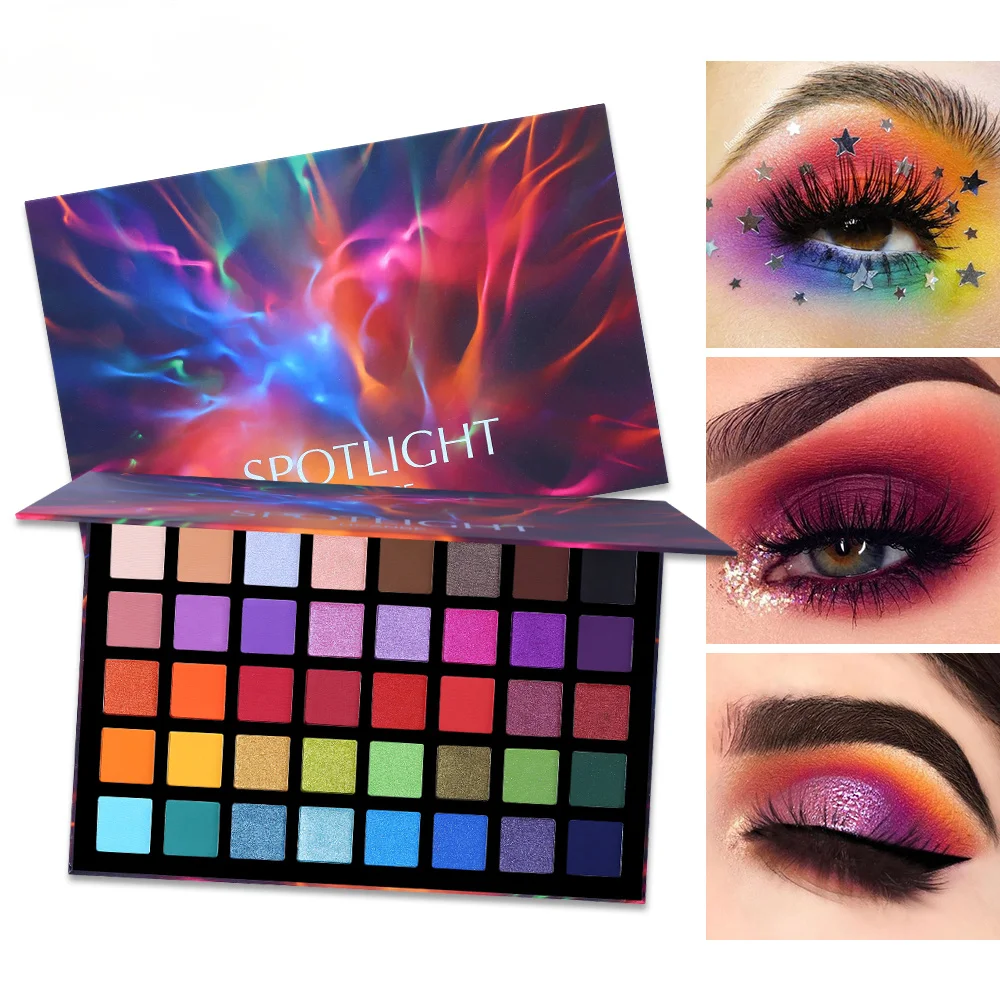 

UCANBE Spotlight 40 Color Eye Shadow Palette Colorful Artist Shimmer Glitter Matte Pigmented Powder Pressed Eyeshadow Makeup Kit