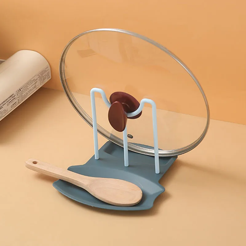 Kitchen Organizer Pot Lid Storage Rack Shelf Countertop Punch-free Spoons Pad Bracket Home Shelves Accessories Tools | Дом и сад