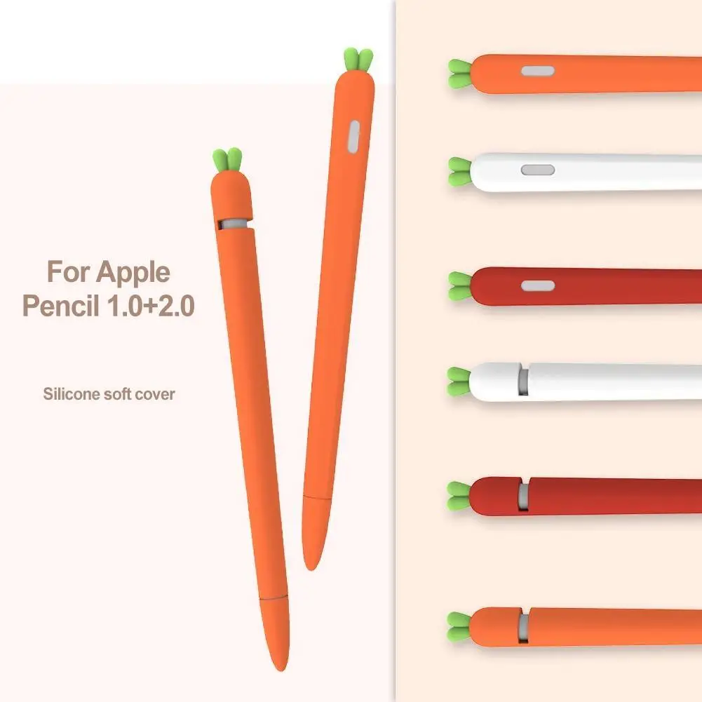 

Милый силиконовый пенал с морковкой для Apple Pencil 2/1, чехол для iPad, планшета, сенсорного стилуса, мультяшный защитный чехол