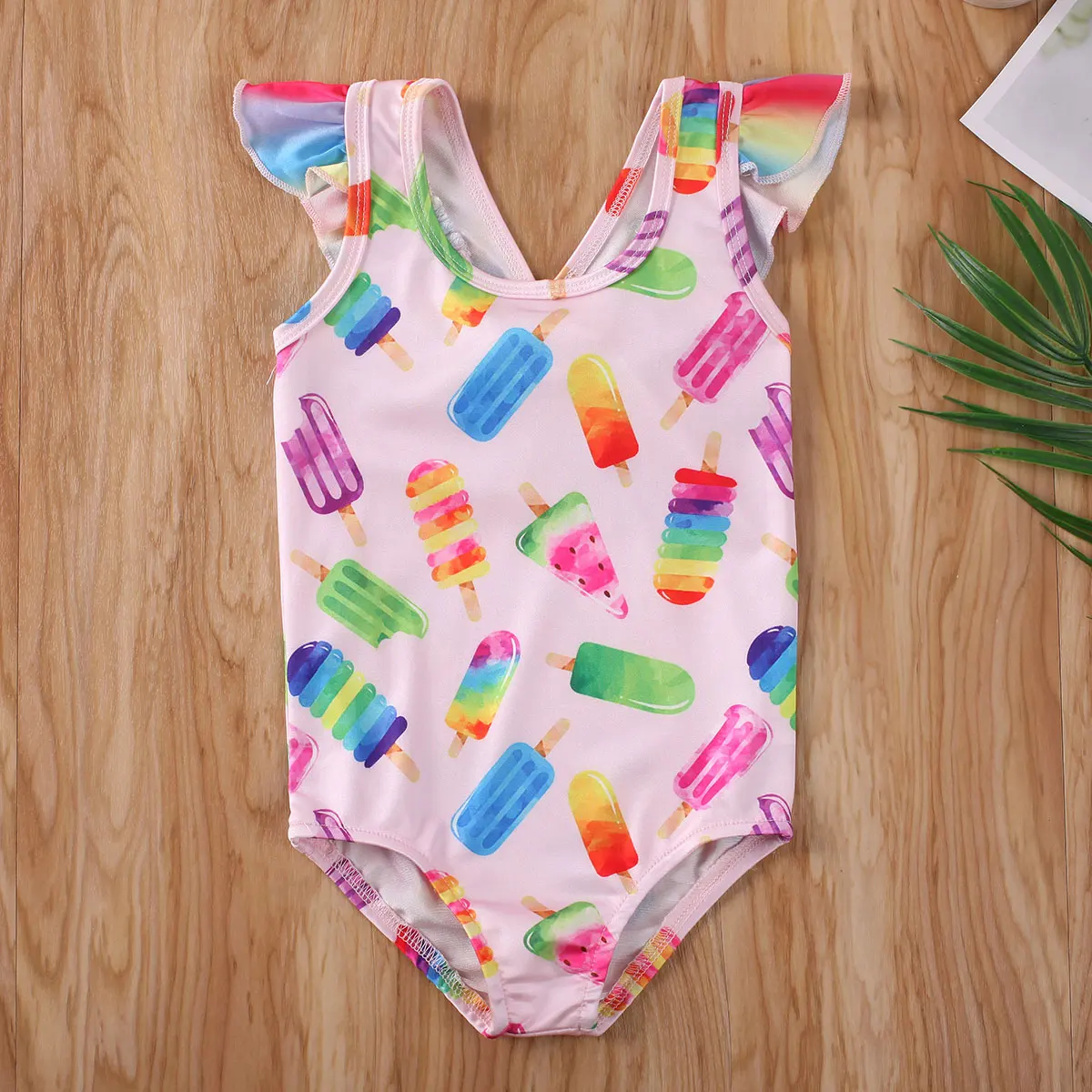 2020 Newest Hot Toddler Baby Girls Cute Bow Leopard print Fly Sleeves One-piece Swimsuit Swimwear Swimming Clothes | Детская одежда и