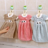 1pc cute animal soft coral velvet thick hand towel for bathroom kitchen towel can be hanging home gadget