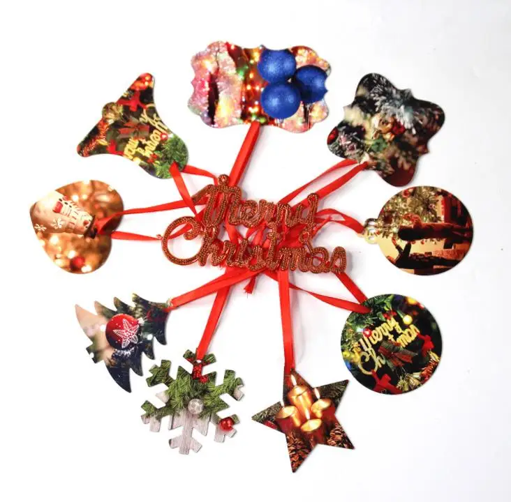 

200pcs/lot Blank Sublimation Metal Pendant Tags DIY Printing Sublimation Ink Transfer paper Aluminum Christmas Ornament SN3781