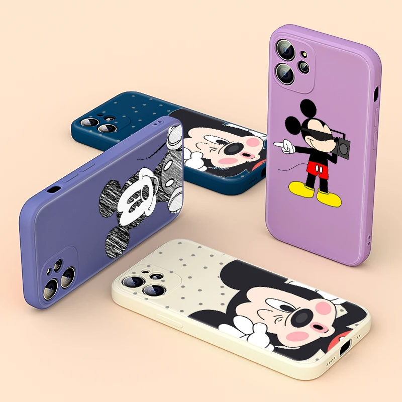 Liquid Silicone Soft Cover Cool Mickey Mouse For Apple IPhone 13 12 Mini 11 Pro XS MAX XR X 8 7 6 SE Plus Phone Case