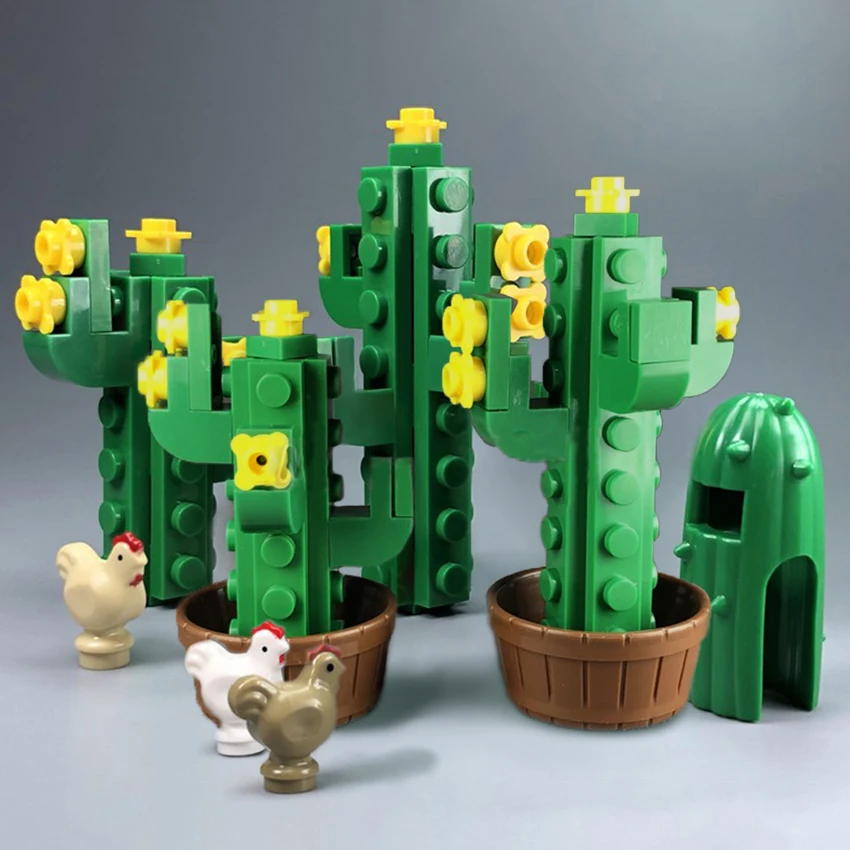 Кубики MOC игрушечные животные в горшке для самостоятельной сборки пустынный