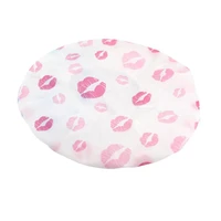 color random heart lip flower print waterproof high quality hair salon elastic bathing hat shower for women bathroom products
