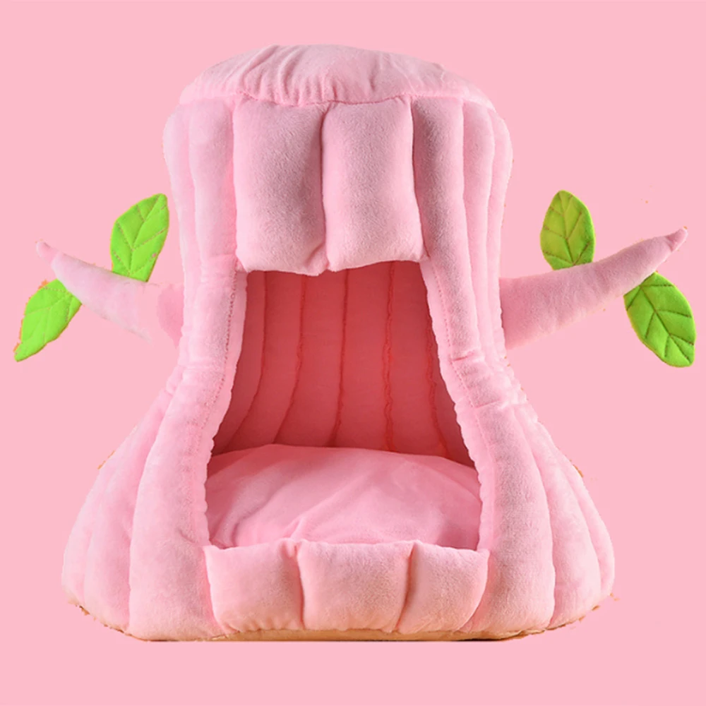 Cat Warm Cave Lovely Tree Design Puppy Winter Bed House Kennel Fleece Soft Nest For Small Medium Dog for Cats | Дом и сад