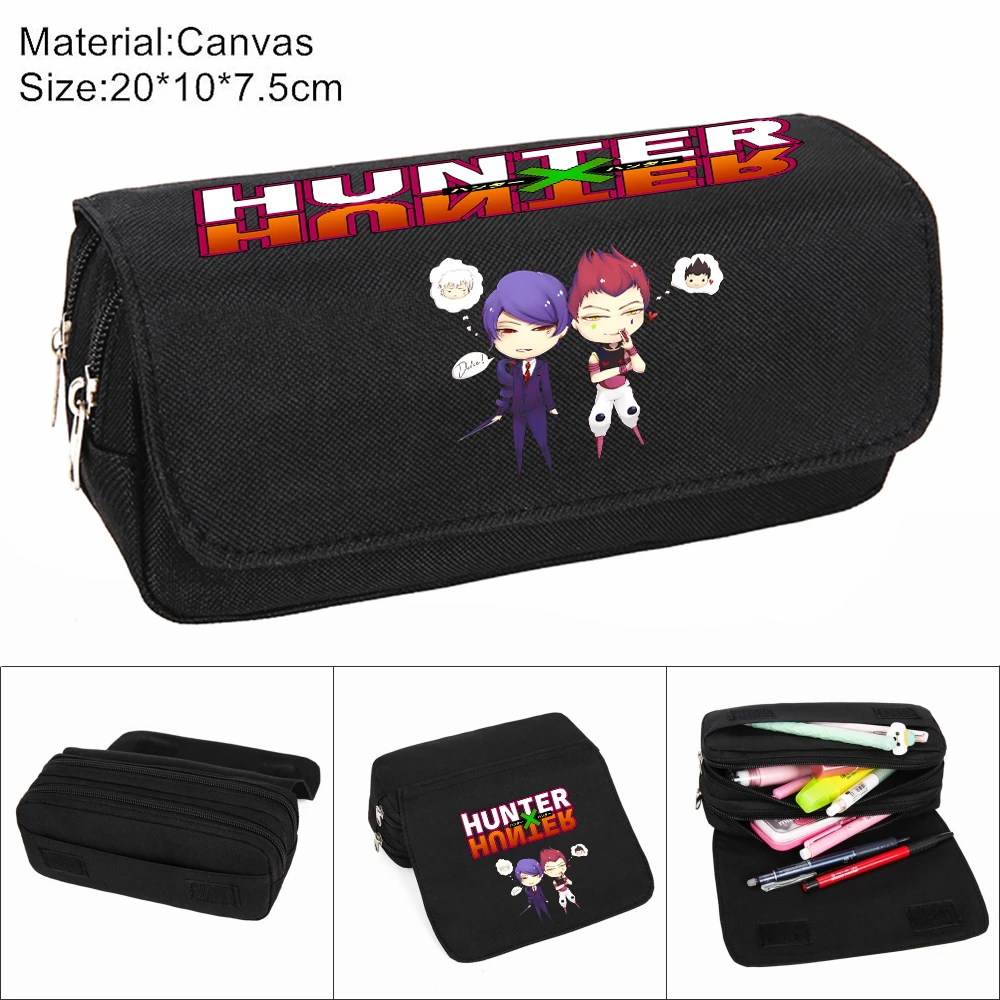 

Pencil Case Anime Hunter Hunter Casual Canvas Cosmetic Bag Student Zipper Penbag Women Cartoon Makeup Bag Stationery Gift