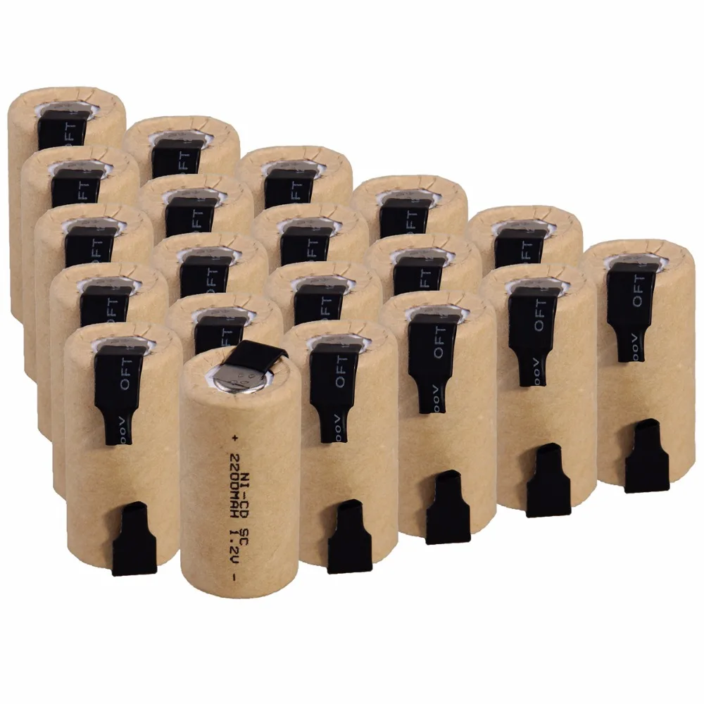 

New 1-20pcs Screwdriver Electric Drill SC Batteries 1.2V 2200mah Sub C Ni-Cd Rechargeable Battey With Tab Power Tool NiCd SUBC
