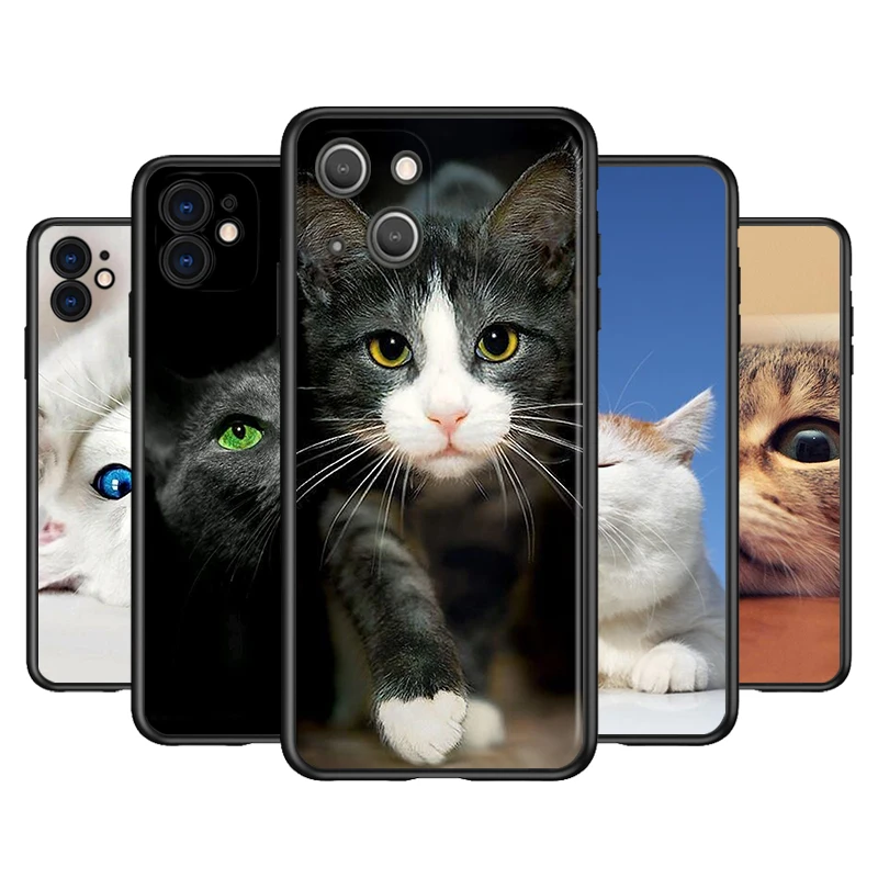

Cute Cat Staring Eyes Silicone Cover For Apple IPhone 13 12 Mini 11 Pro XS MAX XR X 8 7 6S 6 Plus 5S SE Phone Case