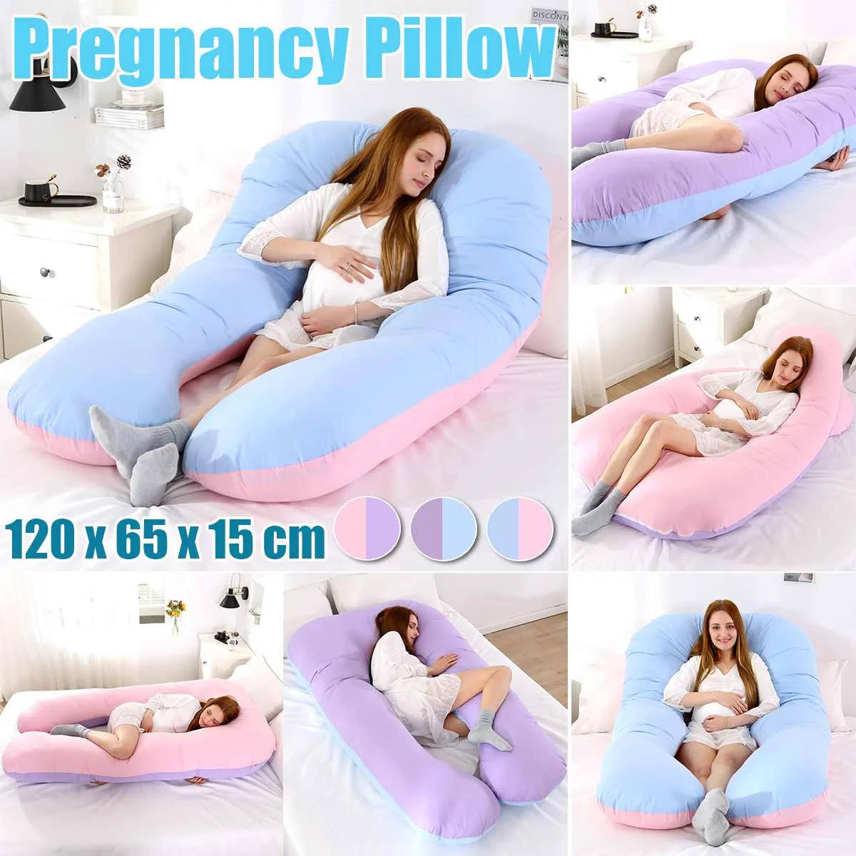 

Подушка U-образной формы для беременных, подушки из 100% хлопка для сна беременных на боку, поддерживают тело во сне, с рисунком зайца