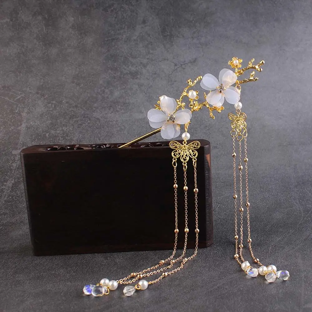 

Tassel Butterfly Plum Blossom Branch Rhinestone Hair Fork Hanfu Hair Accessories Tassel Hairpin Flower Hair Sticks