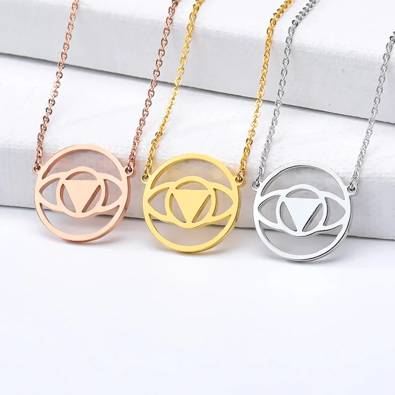 

2019 New Necklace Geometric Necklace Interesting Round Pattern Necklace Stainless Steel Gold Jewelry Glamour Woman Necklace Birt