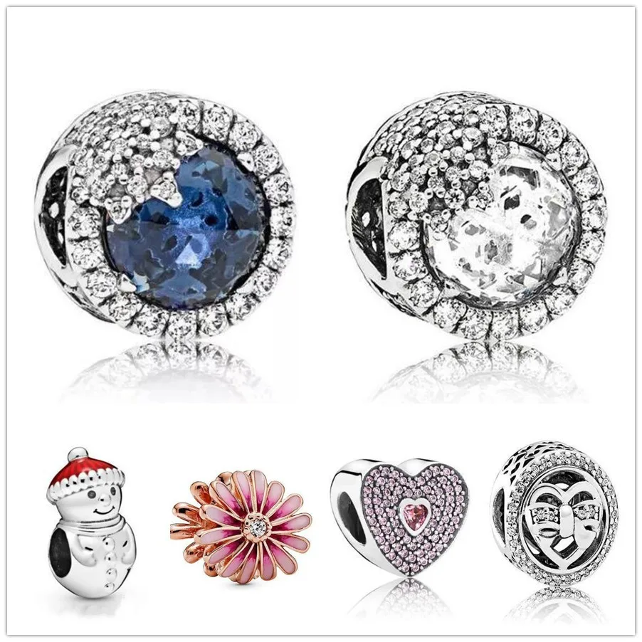 

Authentic 925 Sterling Silver Rose Gold Pink Daisy Flower With Crystal Charm Beads Fit Pandora Bracelet & Necklace Jewelry