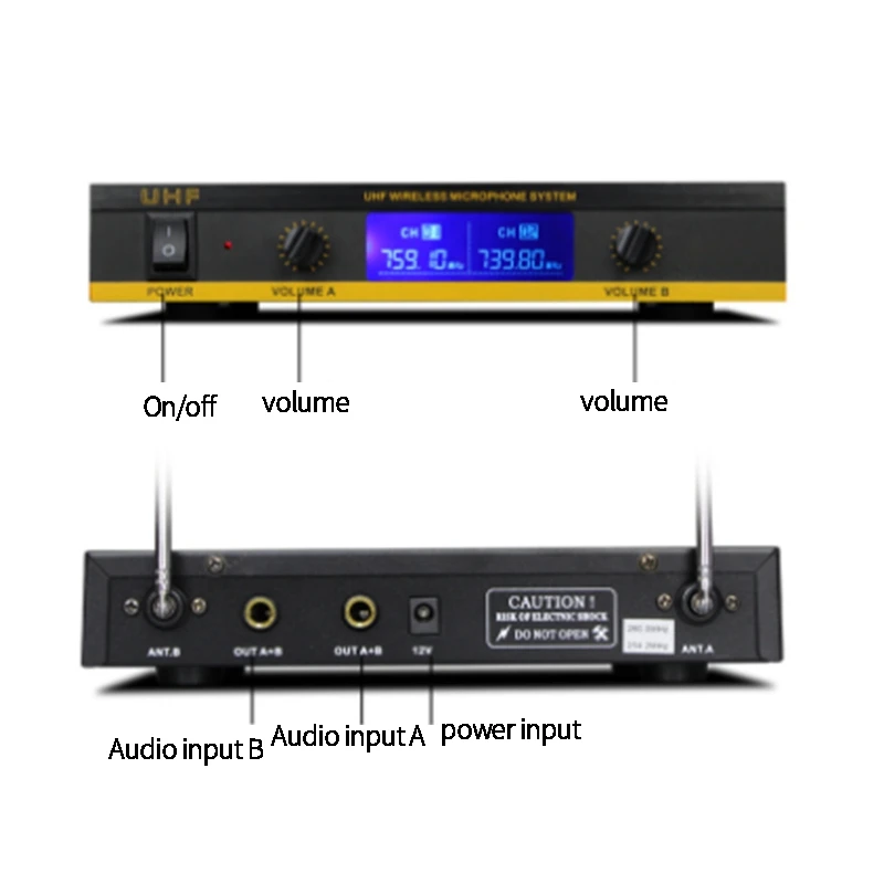 2 шт. профессиональный беспроводной конденсаторный ручной микрофон с приемником