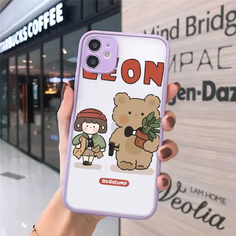 

Cute anime girl snacks Phone Case For iPhone 12 11 Mini Pro XR XS Max 7 8 Plus X Matte transparent Purple Back Cover