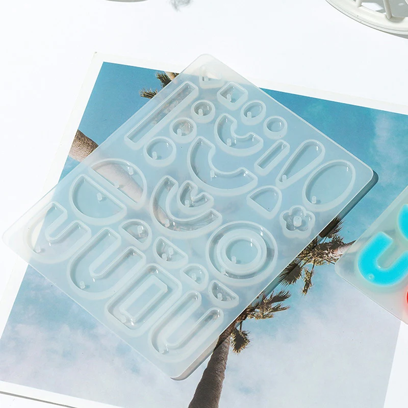 

Форма для ювелирных изделий из смолы, силиконовая форма для праздничных сережек, Круглый прямоугольный цветок, U-образный кулон