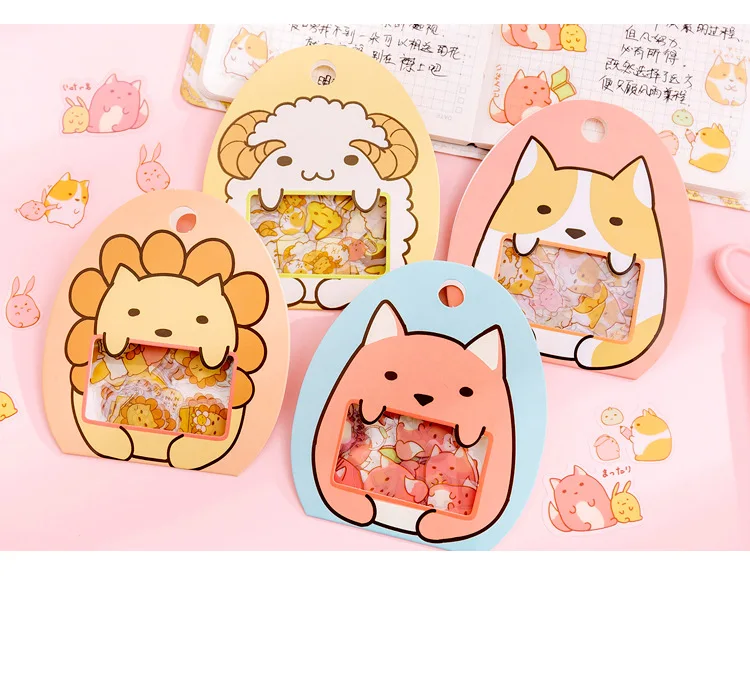 50 шт милые Мультяшные декоративные наклейки s Kawaii животные канцелярские наклейки s ПВХ клейкие наклейки для детей DIY принадлежности для скрапбукинга