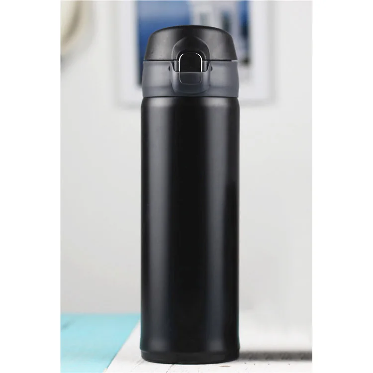 500 МЛ термосы 304 Нержавеющая Сталь Бутылки Воды Пуля Вакуумные Термосы Чашки Герметичность Открытый Чашка Перемещения кружка 5 Цвета - Цвет: Black