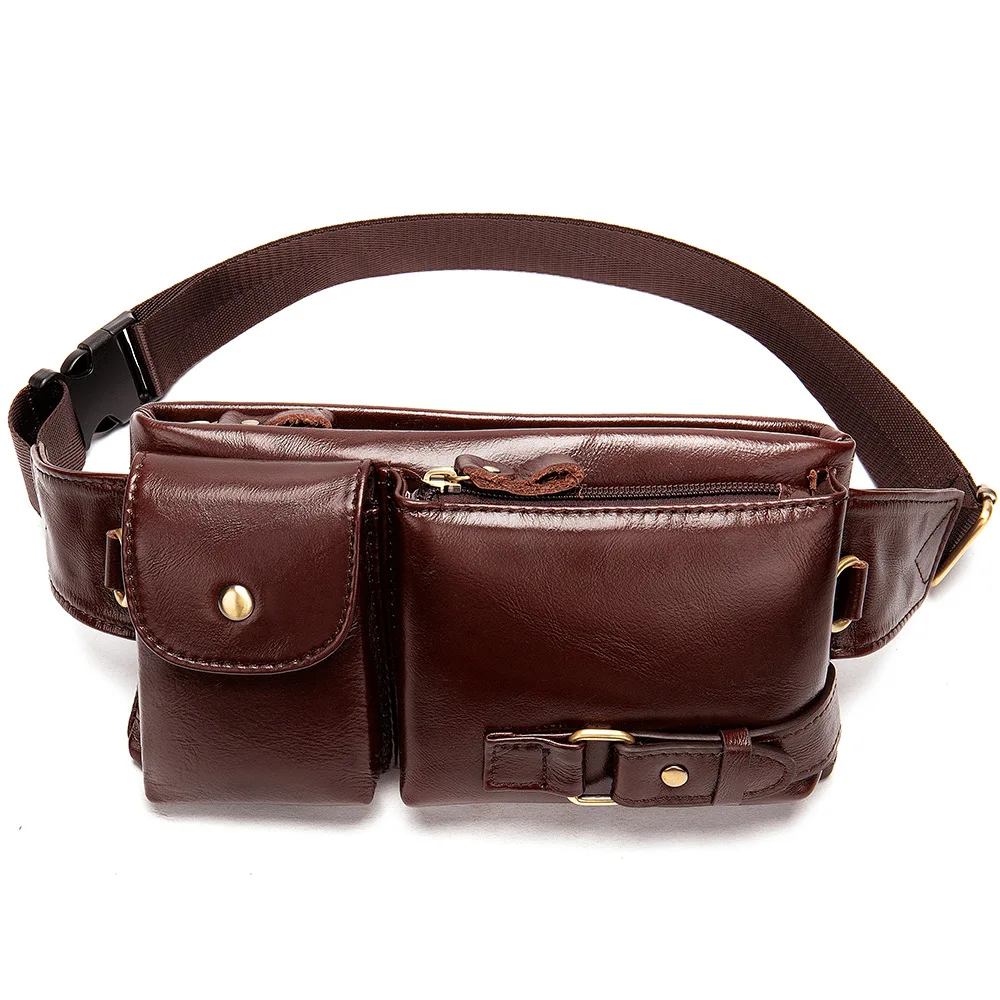 

MAHEU Hot Sell Summer Men Bag GenuineLeather Wiast Bags Belt Pouch Crossbody Chest Bag Duale Use Leather Waist Packs For Riding