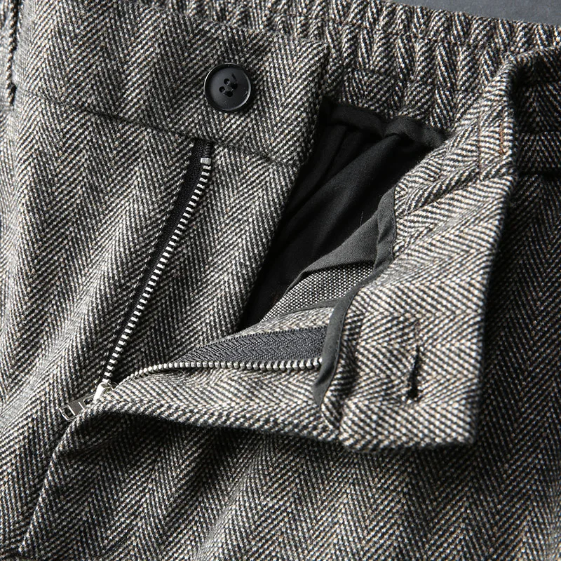 JSBD brand trend winter men's casual pants business stripes loose elastic belt waist comfortable thickening thermal | Мужская одежда