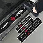 Автомобильная эмблема из углеродного волокна, 4 шт., наклейка для порога для дверей Nissan Juke Qashqai J10 X-Trail Terra Micra Leaf Серена Армада пинает Tiida Versa