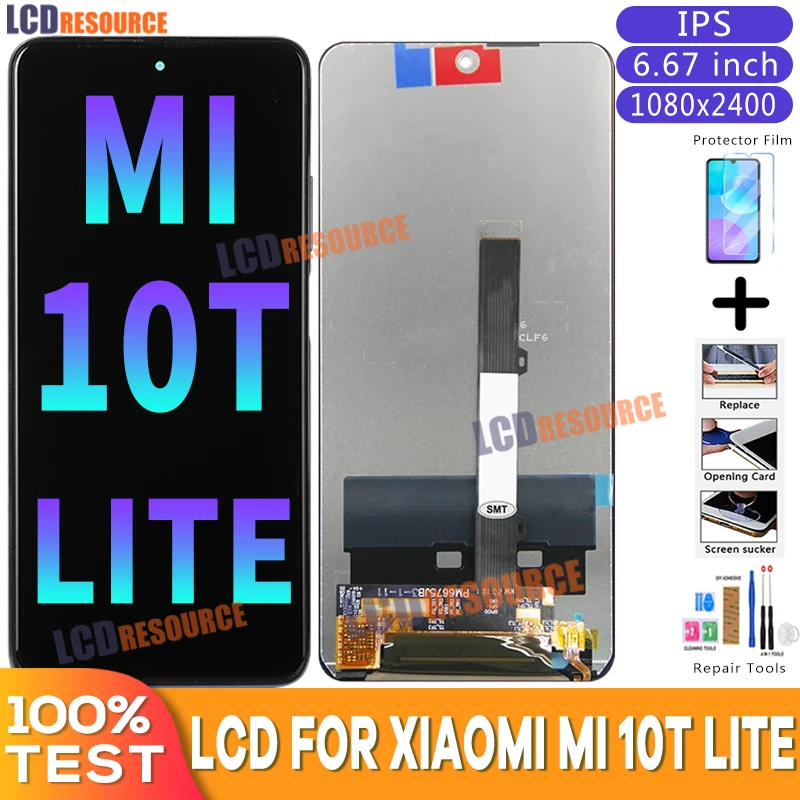 

6,67 "оригинальный экран для Xiaomi Mi 10T Lite 5G LCD сенсорный экран дигитайзер в сборе Замена для Mi10T lite M2007J17G LCD
