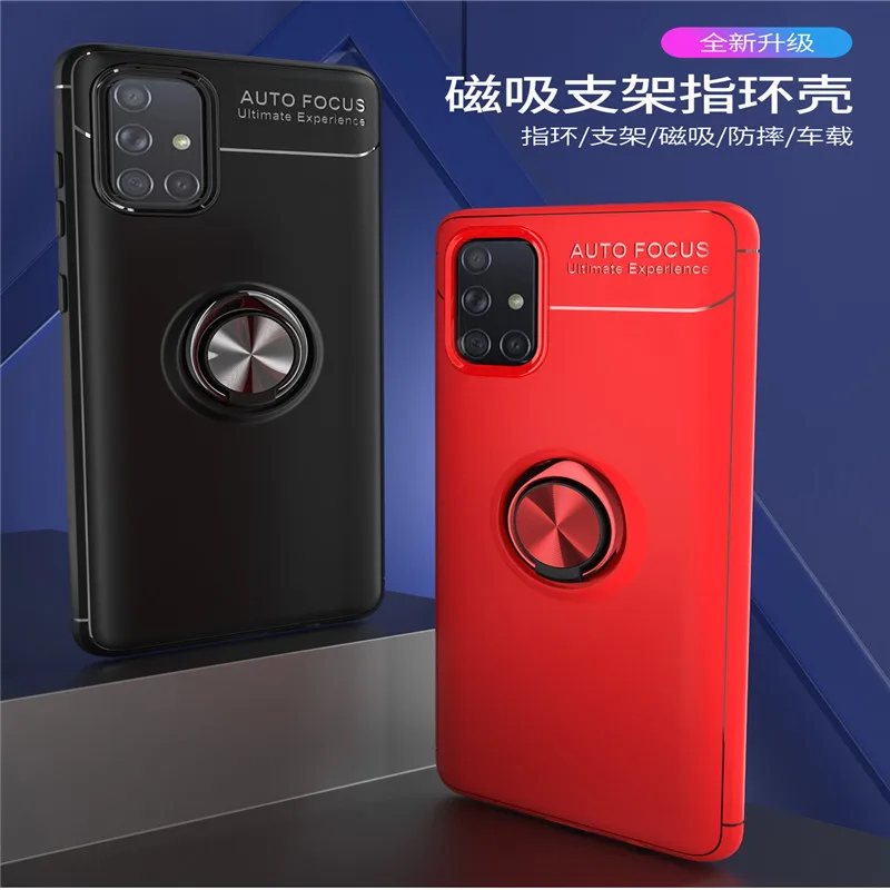 

For Samsung Galaxy A01 A51 A71 A81 A91 Case Ring Magnetic Car Hold Shockproof Bumper Phone Cover for M60S M80S Note 10 S10 Lite