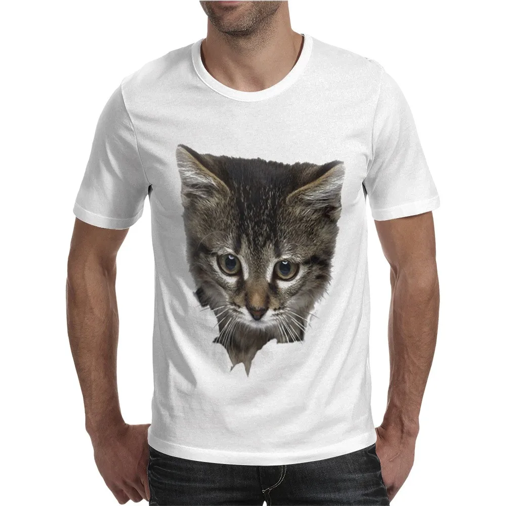 

New Cat T-shirt Men 3D Printing Christmas Style Funny Cat Short Sleeve Digital Printing Round Neck Sports Top