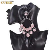 cuier 4 3 pink color water drop dangle earring for women all glass crystal pendant jewelry for wedding girl gift silver