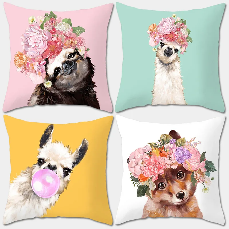 Наволочка для подушки с животным рисунком собак и свиней наволочка дивана