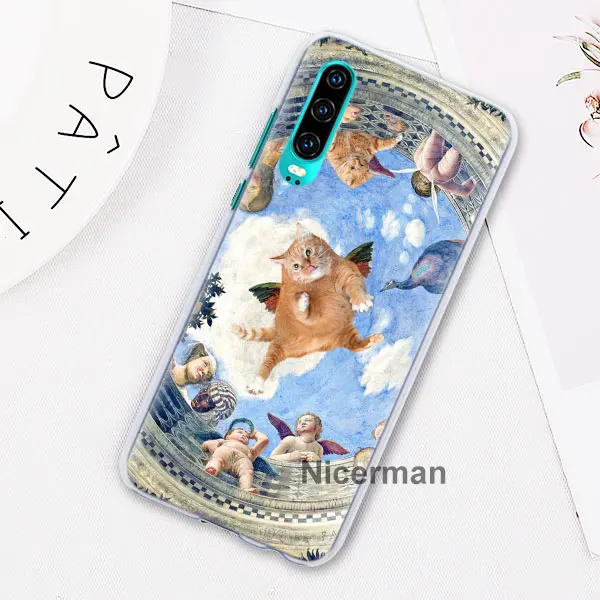 Забавный Pat Cat Art painting красочные милые чехлы для телефонов huawei P30 Pro P10 P20 Lite P30 Lite P Smart Plus Жесткий Чехол для ПК Co - Цвет: 11