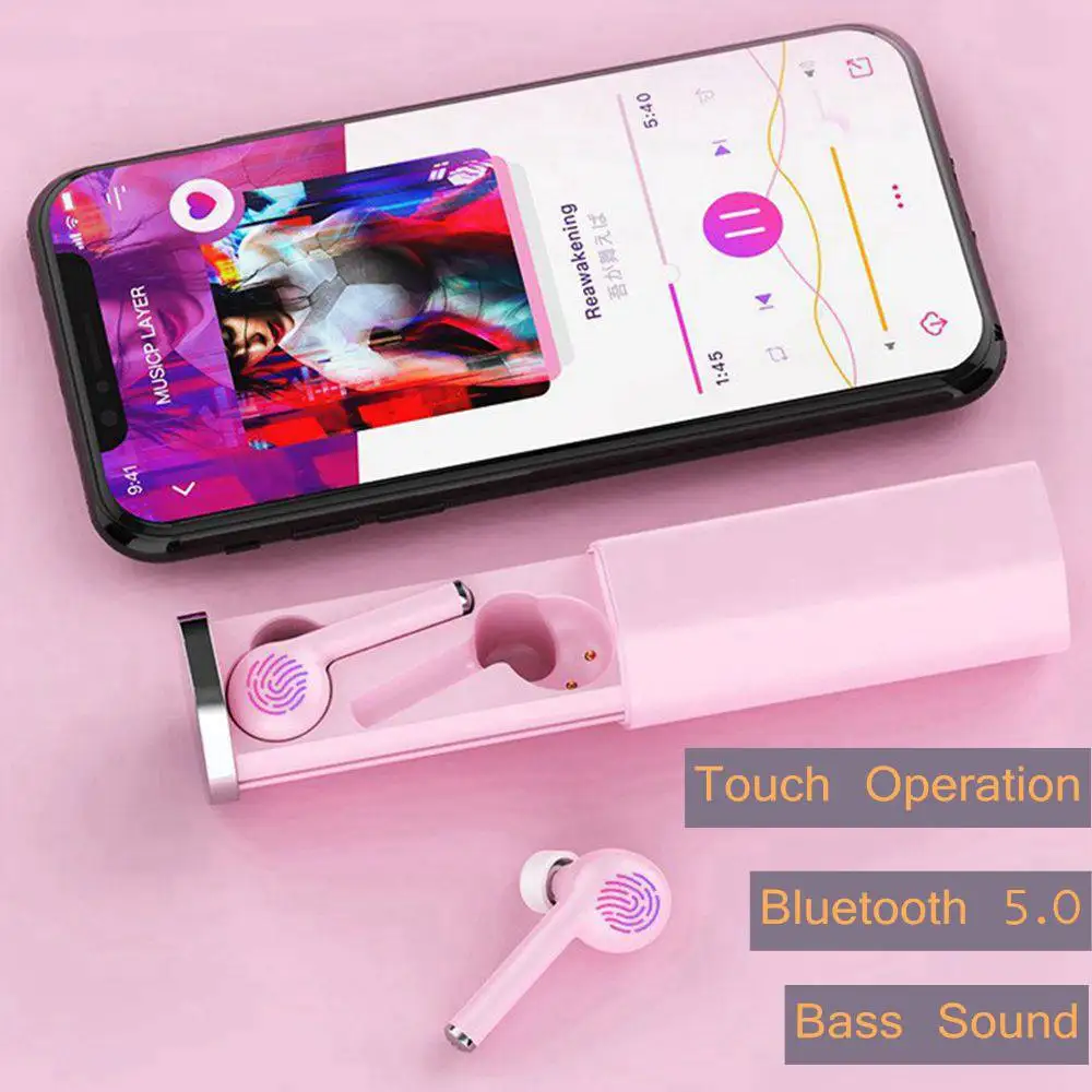 Беспроводные наушники TWS Bluetooth 5 0 беспроводные с микрофоном и зарядным футляром