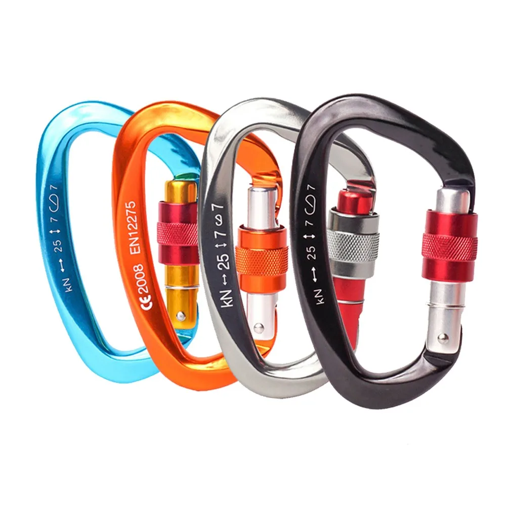 

25KN Carabiner Clip Hook Heavy Duty Ultra-Light Aluminum D-Ring Screw Lock Rock Climbing Accessories High Quality Outdoor Tools