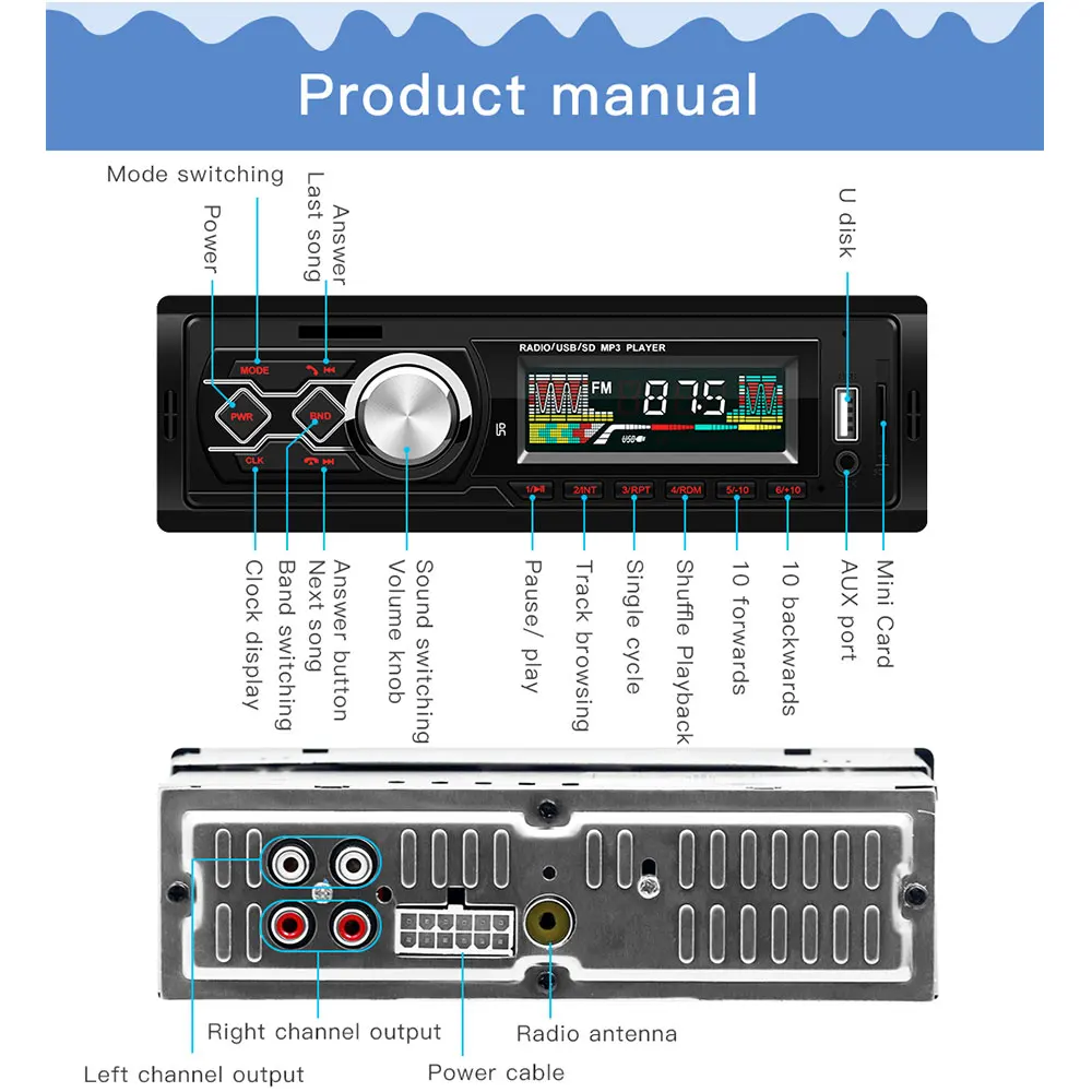 Автомобильный MP3 плеер Bluetooth FM модулятор передатчик Handfree авто радио USB AUX U диск