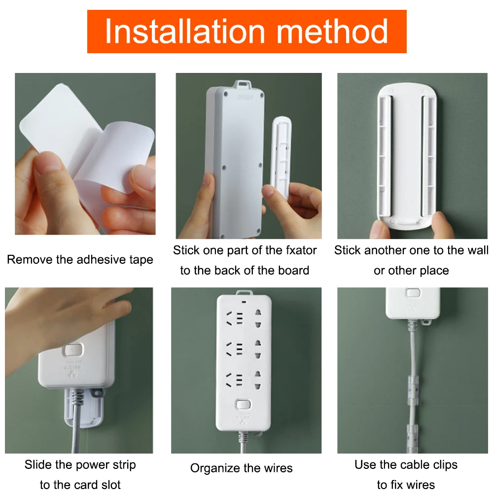 

Self-Adhesive Socket Fixer Wall-Mounted Organizer Power Strip Holder Punch-free Plug Fixer ABS Home Storage Cable Wire Organizer